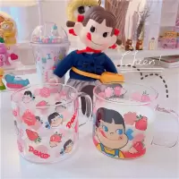日系牛奶草莓少女玻璃水杯牛奶草莓咖啡杯学生早餐耐热喝水杯礼物