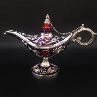 俄罗斯仿古藏银绿色蒙古波斯风情酒具阿拉丁神灯酒壶许愿灯摆件|紫色 20X9X12厘米