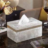 牙签盒北欧ins家用创意自动按压式牙签筒网红轻奢棉签盒牙签桶套|珠带白全盖纸巾盒