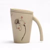 创意陶瓷陶土马克杯带盖茶杯牛奶杯学生杯大容量情侣杯仿古茶杯