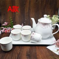 陶瓷茶壶套装耐热耐高温家用大容量整套茶具水具套装功夫茶具茶杯|A款1升壶加6杯(送托盘) 7件