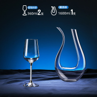 水晶红酒杯套装家用一对玻璃葡萄高脚杯2个创意个性醒酒器北欧风|白色水钻B款360/2只+水晶竖琴醒酒器