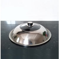 炒锅盖不锈钢组合玻璃耐摔可立加厚30 32 34 36cm|36cm不锈钢盖圆把手