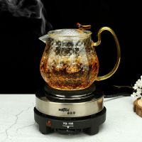蒸煮茶器套装养生加厚煮茶炉家用加热小电热炉茶具电茶壶|600毫升全玻璃锤纹壶 壶+电热炉+4把杯