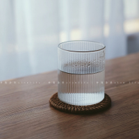 朴简 日式简约条纹玻璃杯 耐热水杯冰拿铁杯咖啡杯牛奶杯子 8229
