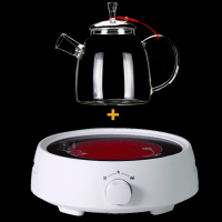 电陶炉玻璃烧水壶煮茶壶单壶耐高温大号加厚大容量煮茶炉套装家用|[手动白炉+无内胆1L壶]