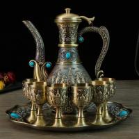 仿古青古铜器白酒具酒杯酒樽套装创意古典家用复古大号摆件礼品盒|城堡酒具八件套 10件