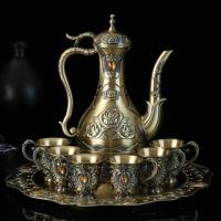 仿古青古铜器白酒具酒杯酒樽套装创意古典家用复古大号摆件礼品盒|黄钻玫瑰花酒具八件套 10件