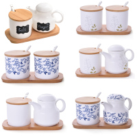 1罐1壶调味罐陶瓷壶 骨瓷调味瓶醋壶辣椒酱油麻油壶