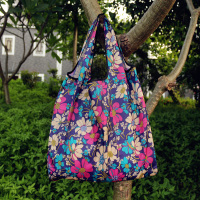 日本旅行折叠购物袋防水单肩轻便携大号容量手提超市买菜|主图大号紫底兰花关注店铺优先发货