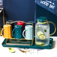 北欧ins彩色水杯套装家用茶杯创意陶瓷杯大容量玻璃杯子喝水套装