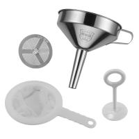 漏斗304不锈钢酒漏厨房家用大口径加厚迷你油漏带过滤网食物|304#14漏斗304片120目过滤网压榨