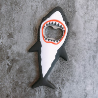 日韩鲨鱼卡通菠萝西瓜软胶磁性冰箱贴瓶起子网红啤酒开瓶器|黑色鲨鱼