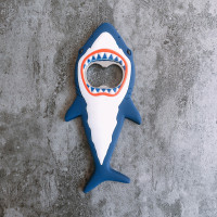 日韩鲨鱼卡通菠萝西瓜软胶磁性冰箱贴瓶起子网红啤酒开瓶器|蓝色鲨鱼