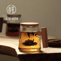 日式茶水分离玻璃杯个性潮流泡茶杯创意办公室文艺花茶杯子男过滤