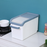 家用储米箱厨房米桶20斤装面粉收纳桶五谷大米桶10kg防潮防虫米缸|实色蓝(30斤)送米杯蓝色盖子实色桶身