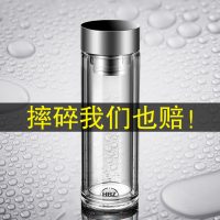 英国极简双层玻璃杯男水晶杯加厚隔热泡茶杯防摔高档水杯定制