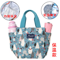 加厚铝箔外出带饭饭盒包保温便当包时尚手提袋子帆布手拎妈咪包包