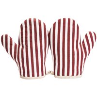 2只加厚棉麻隔热手套防烫耐高温厨房烘焙家用烤箱微波炉专用|红条纹[2只]