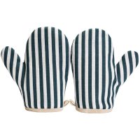 2只加厚棉麻隔热手套防烫耐高温厨房烘焙家用烤箱微波炉专用|蓝条纹[2只]