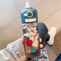 水杯女便携式带吸管杯大人儿童少女可爱简约ins风塑料杯子男 韩版