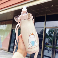 316不锈钢鸭嘴式背带吸管保温水杯儿童小学生可爱便携大容量杯子