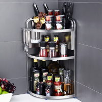 304不锈钢厨房置物架调料调味品罐瓶扇形拐角角落收纳盒