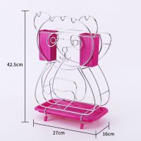 刀架厨房用品置物架刀板架砧板刀座刀具收纳架能菜刀架菜板架|熊猫款刀板架-玖红色