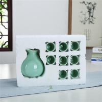 青瓷酒具套装 陶瓷酒壶分酒器白酒杯清酒具 烈酒杯黄酒杯酒盅|胖企鹅梅子青简装