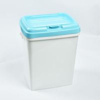 厨房加大加厚储米箱25kg50斤米桶米缸面粉杂粮收纳桶防虫无味塑料|双密封圈浅蓝盖(无印花)