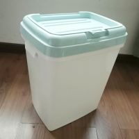 厨房加大加厚储米箱25kg50斤米桶米缸面粉杂粮收纳桶防虫无味塑料|双密封圈北欧蓝盖(无印花)
