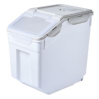 厨房加大加厚储米箱25kg50斤米桶米缸面粉杂粮收纳桶防虫无味塑料|50斤带扣米色