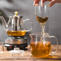 加热玻璃蒸煮茶壶茶壶套装全玻璃养生花茶壶煮茶炉茶具小型烧水壶|600高口+700企鹅[2壶1炉] 壶+电热炉