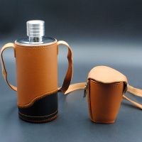 304不锈钢1斤小酒壶俄罗斯圆柱随身水壶便携户外白酒壶装酒瓶酒具|1斤磨砂新款壶套收藏送2酒杯1漏