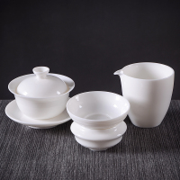 陶瓷茶漏器全瓷茶漏网泡茶叶过滤网创意茶隔白瓷茶滤茶具配件|茶漏+公道杯+盖碗A款(白)