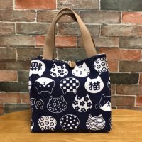 日式可爱手提袋饭盒袋午餐包便当包帆布带饭妈咪包学生焖烧壶