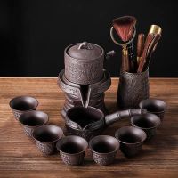 时来运转紫砂石墨半自动功夫茶具套装紫砂陶瓷家用懒人防烫茶具|新款紫砂竹韵+茶道