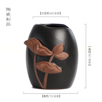 茶六茶筒家用创意笔筒收纳罐单个泡茶工具茶道功夫茶具零配件|黑荷叶茶筒1个