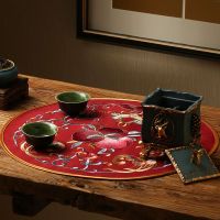 中式中国风刺绣花瓶垫子布艺桌垫隔热垫茶几垫杯垫