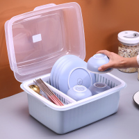 厨房碗柜塑料装碗筷碟餐具收纳盒带盖家用放碗沥水架收纳箱置物架