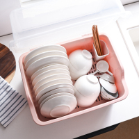 碗筷收纳盒塑料厨房家用台面带翻盖防尘沥水收纳架装盘碟箱放碗柜