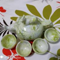 天然白玉阿富汗玉石茶具 功夫茶壶酒具摆件玉壶 养生高档茶杯套装|蓝田玉吉祥如意款