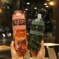 大容量带刻度塑料杯便携户外运动水壶网红健身杯大人儿童吸管杯