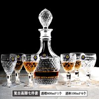 水晶玻璃威士忌酒杯创意冰河洋酒杯红酒杯白兰地杯酒具饮料杯套装|复古高脚七件套
