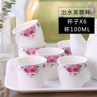 骨瓷茶具套装陶瓷凉水冷水杯子茶壶茶杯套耐热家用水具套装结婚|出水芙蓉 一壶六杯一托盘
