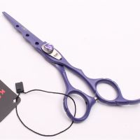 日本火匠6寸专业理发剪刀烤漆平剪牙剪刘海打薄修发美发套装工具|紫 一平一牙+木盒