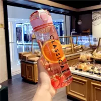 韩版创意弹跳盖塑料杯男女便携简约水杯个性网红健身运动杯子
