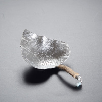 日式手工锡茶漏茶滤创意茶过滤网茶漏斗个性创意茶滤器茶隔套装|叶子茶漏(翡翠吊坠款)