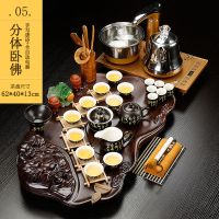 紫砂功夫茶具套装简约家用全自动整套电热磁炉喝茶茶道台茶盘特价|05分体佛唐诗矿-全智能+送桶