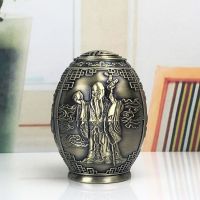 欧式牙签筒创意复古牙签盒福字手压自动弹出家用摆件客厅牙盅寓意|寿(三面图案)-青古